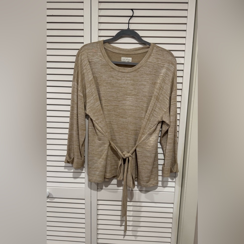 Lucky Brand Tan Tie Blouse